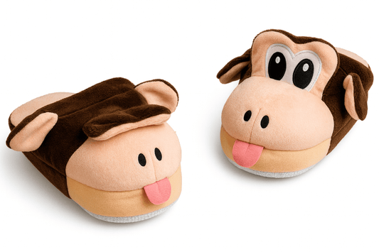 Monkey Pop-Up Slippers for Kids Toddler Boys Girls – Animated Plush House Shoes